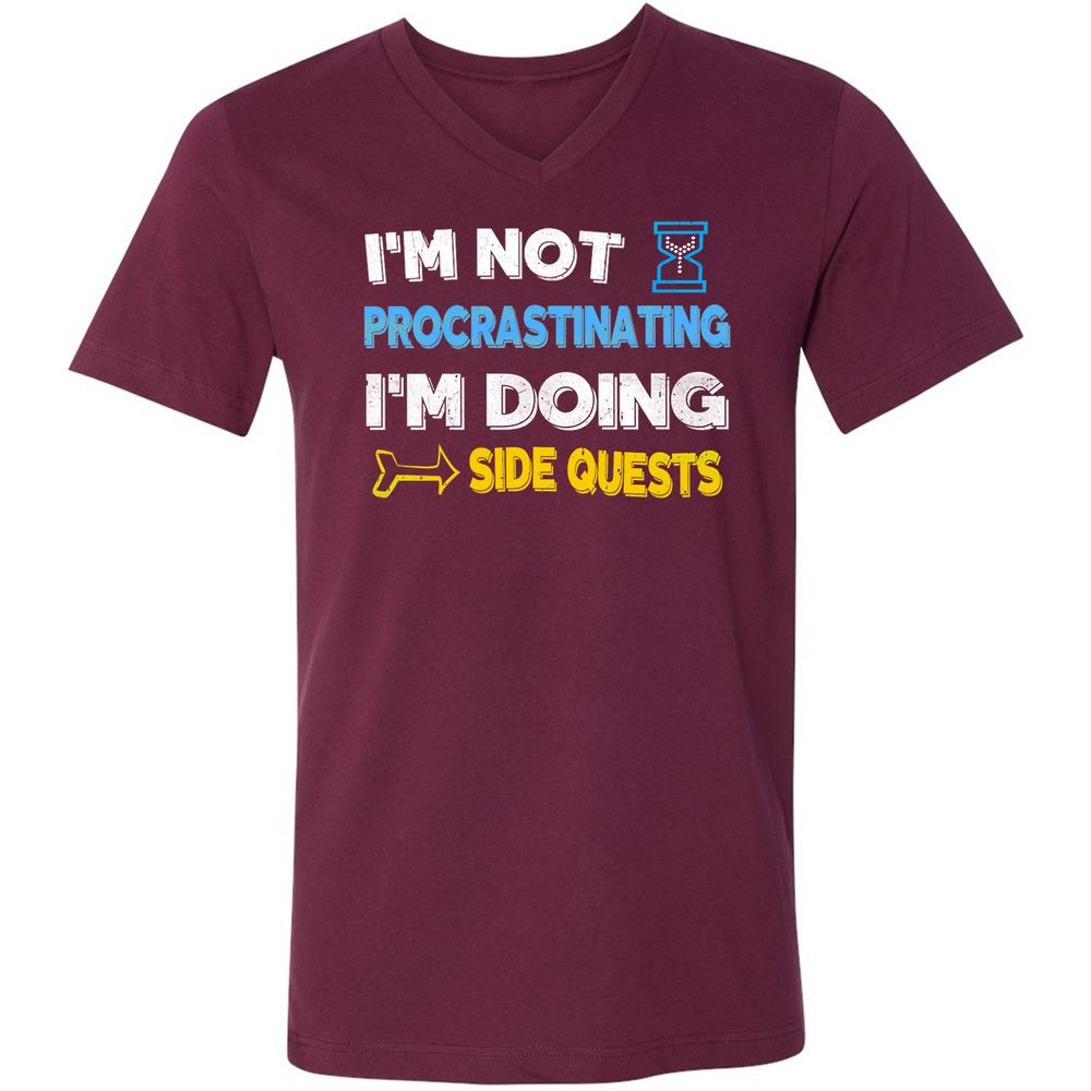 Unisex V-Neck T-Shirt - 7M3E573W - Maroon - 6