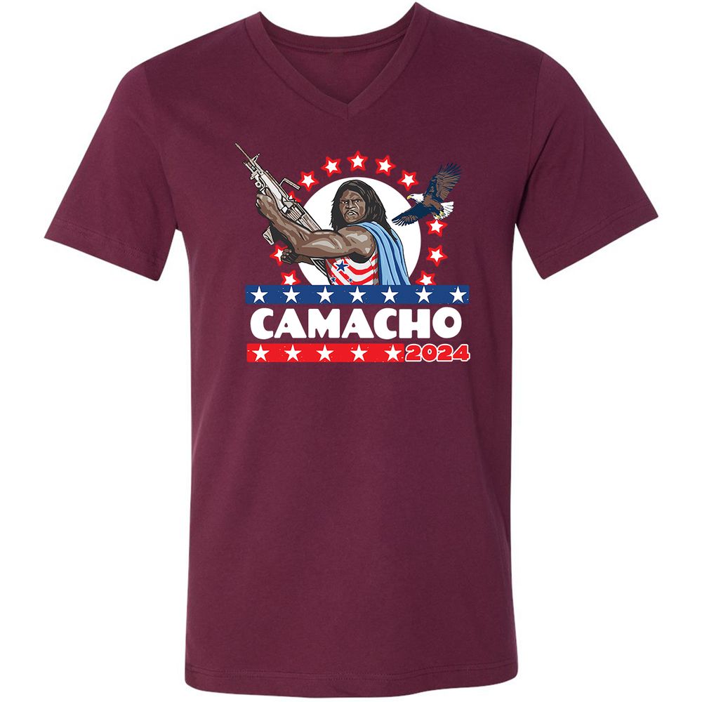 Unisex V-Neck T-Shirt - JTFYLMVE - Maroon - 6