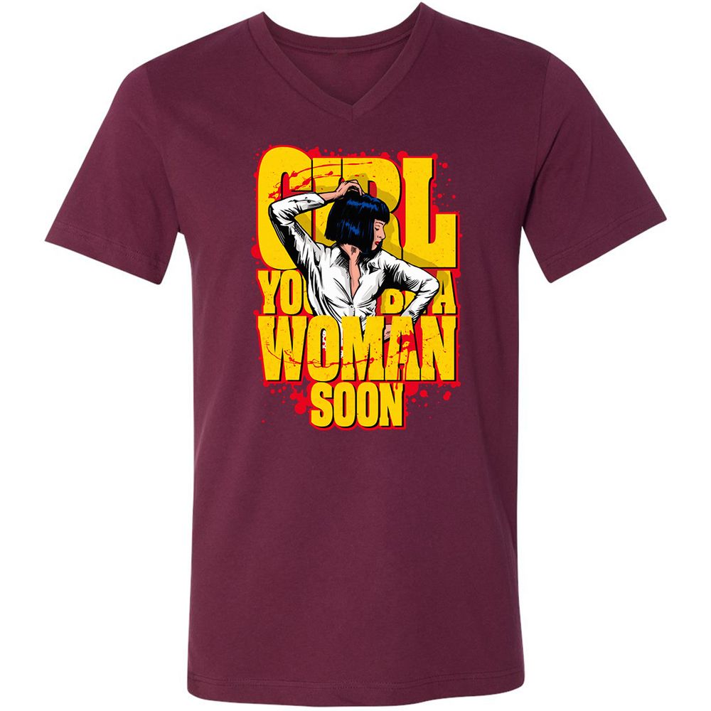 Unisex V-Neck T-Shirt - SUD4LK2M - Maroon - 6