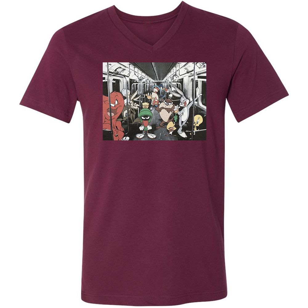 Unisex V-Neck T-Shirt - 2E9CCWFK - Maroon - 6
