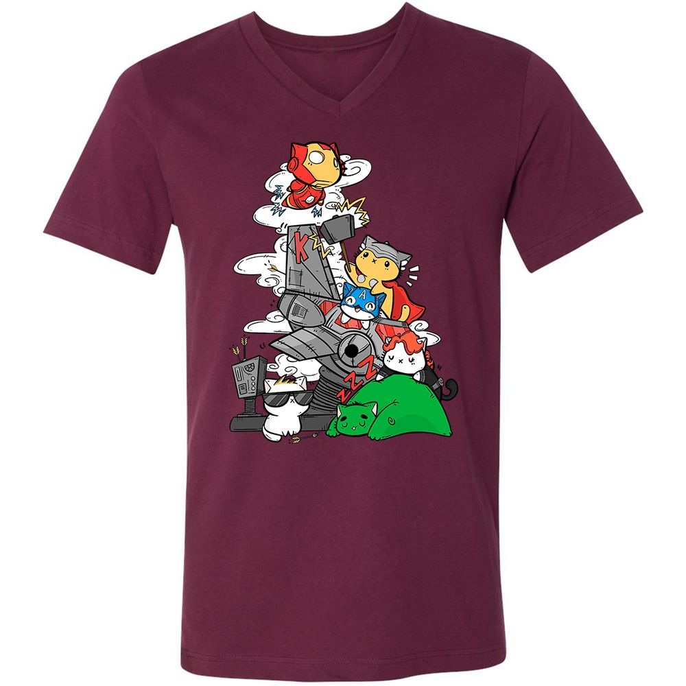 Unisex V-Neck T-Shirt - GMAU33EJ - Maroon - 6