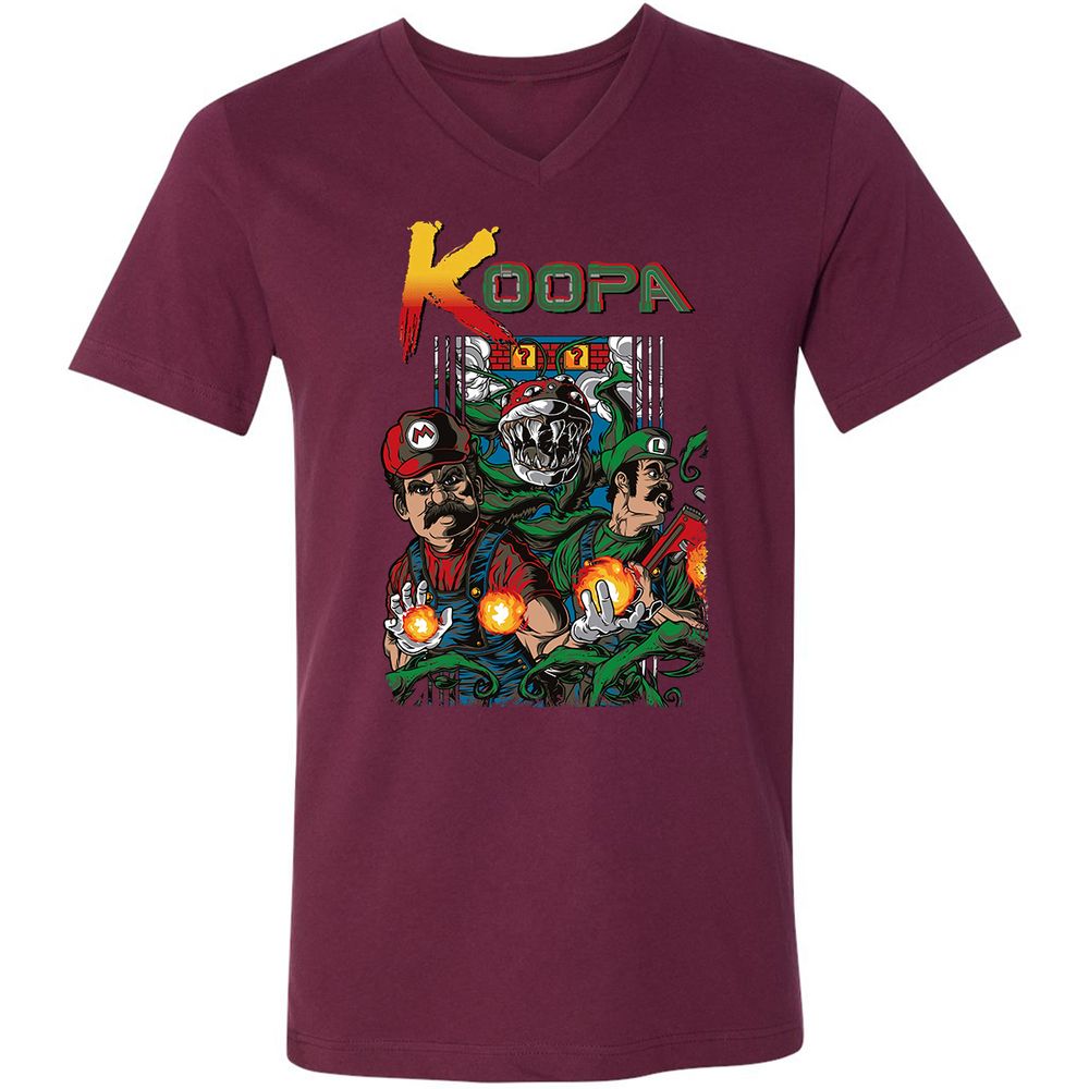 Unisex V-Neck T-Shirt - 6WBJA89B - Maroon - 6