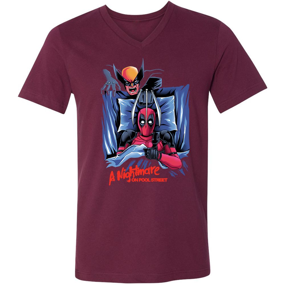 Unisex V-Neck T-Shirt - Z2QU7LS1 - Maroon - 6