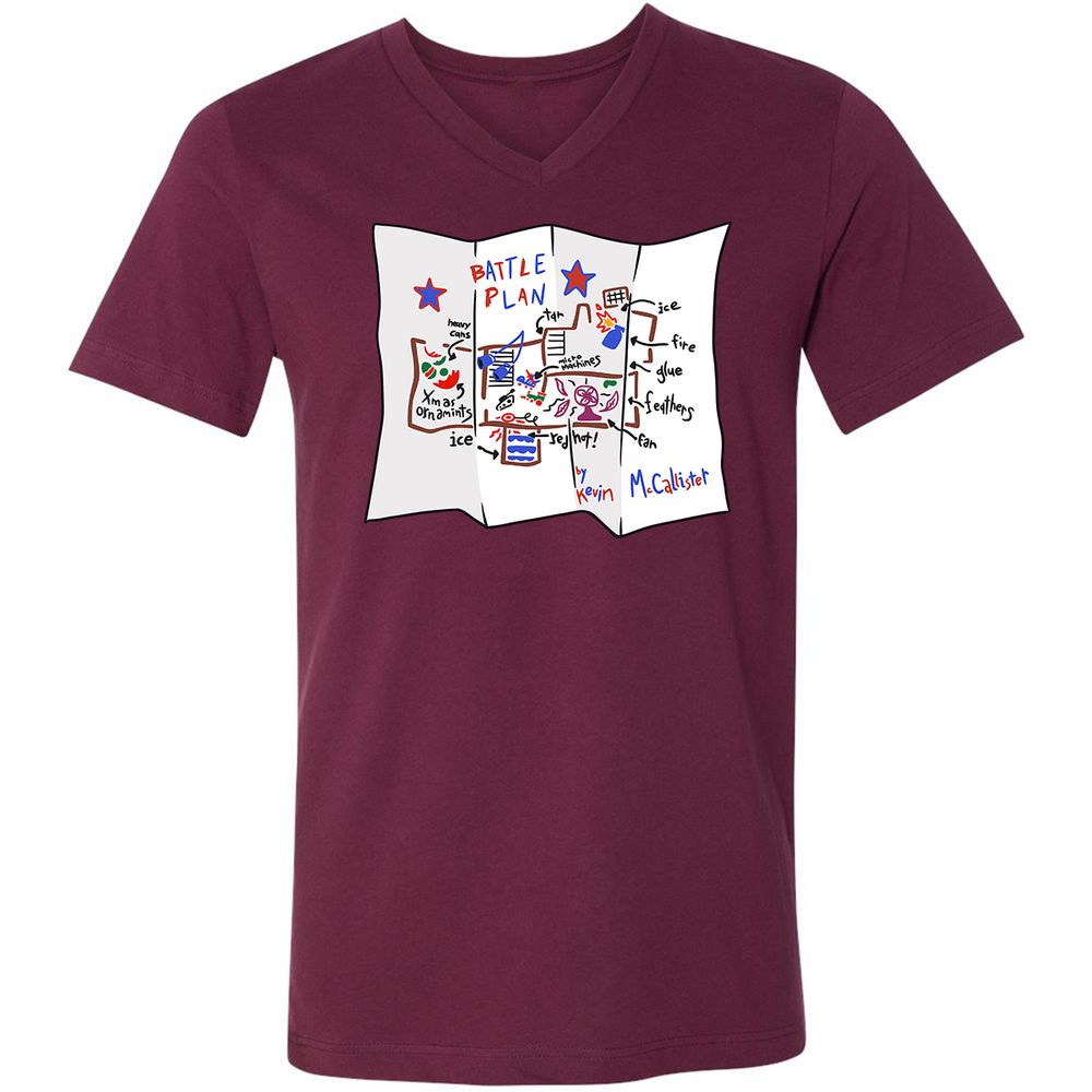 Unisex V-Neck T-Shirt - JS1J7XUR - Maroon - 6