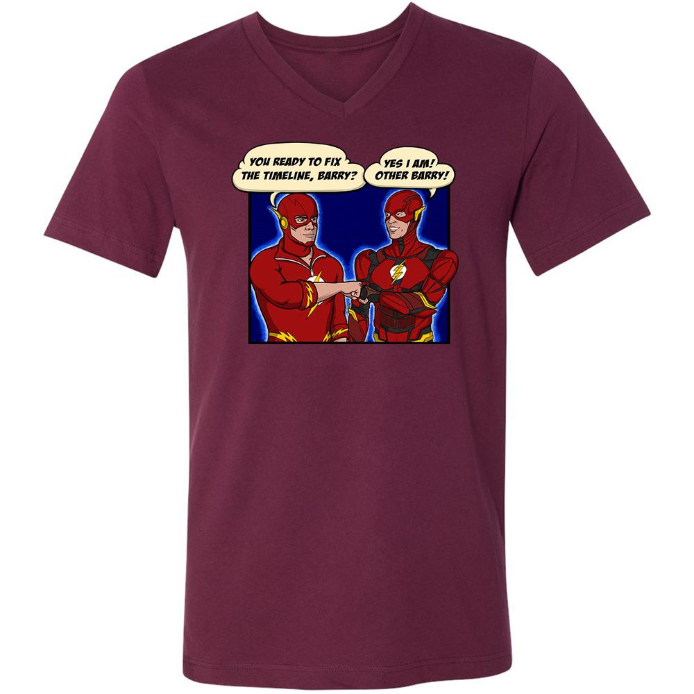 Unisex V-Neck T-Shirt - KBZ7WVSW - Maroon - 6