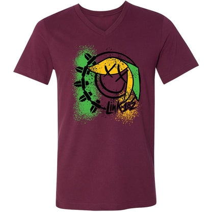 Unisex V-Neck T-Shirt - MLJNNR36 - Maroon - 6
