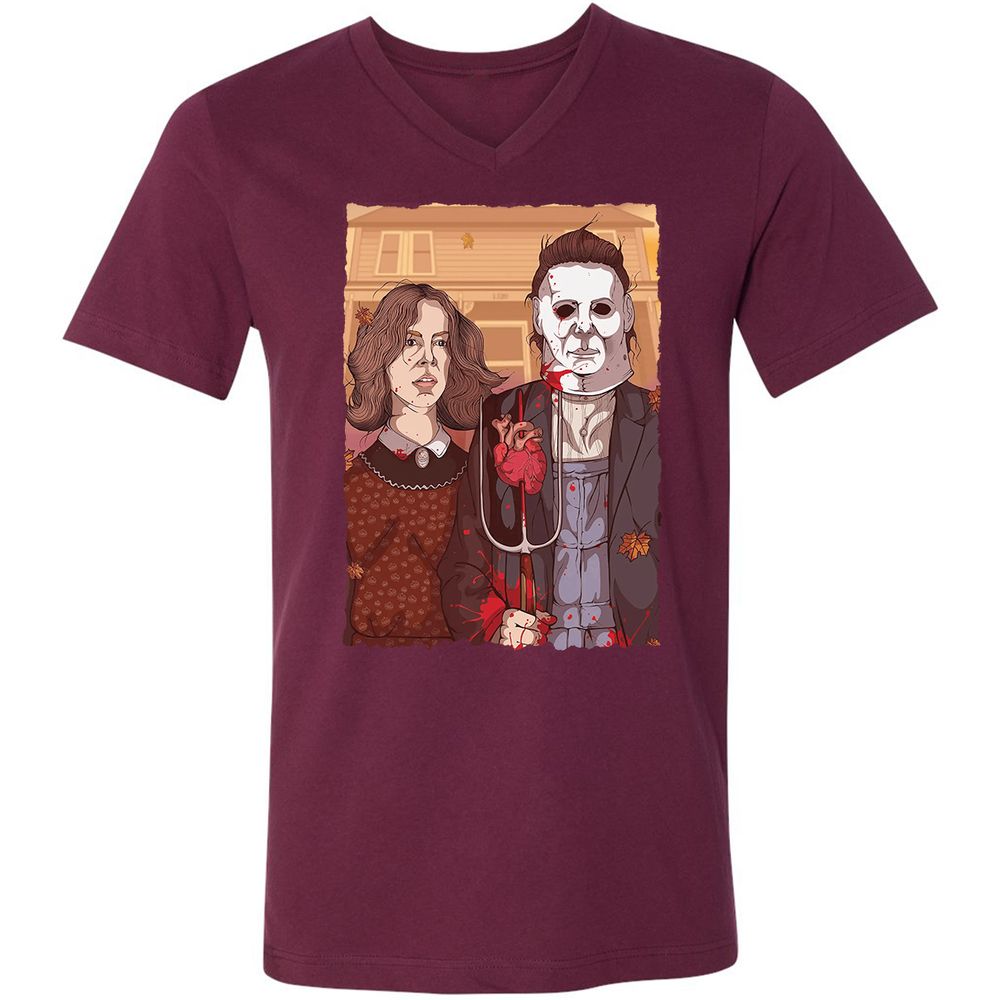 Unisex V-Neck T-Shirt - JWGA91PK - Maroon - 6