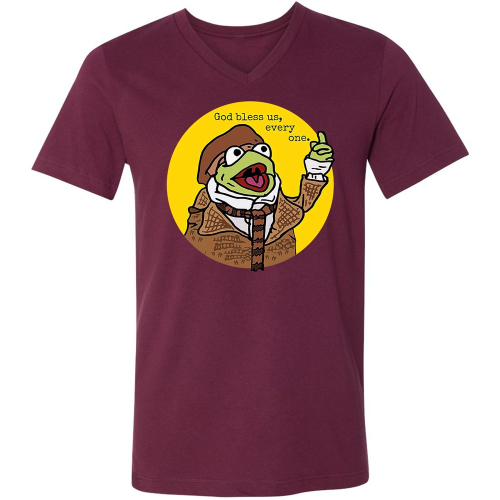 Unisex V-Neck T-Shirt - 6QR4X57F - Maroon - 6