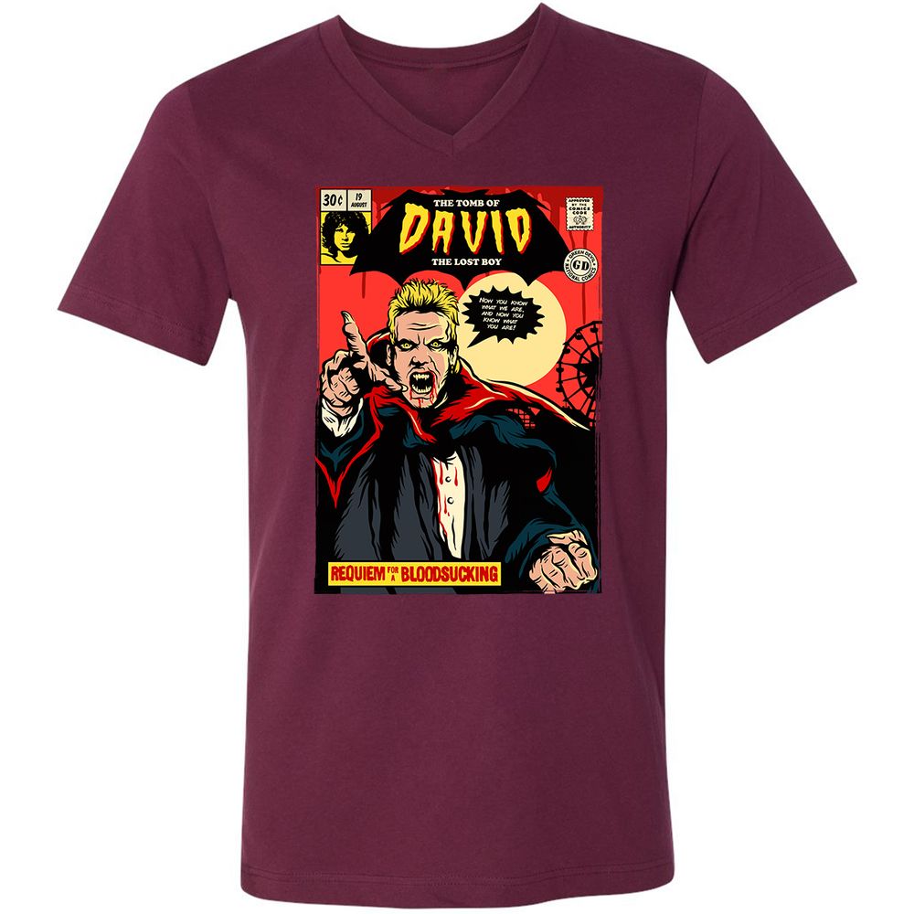 Unisex V-Neck T-Shirt - NTP7C5SC - Maroon - 6
