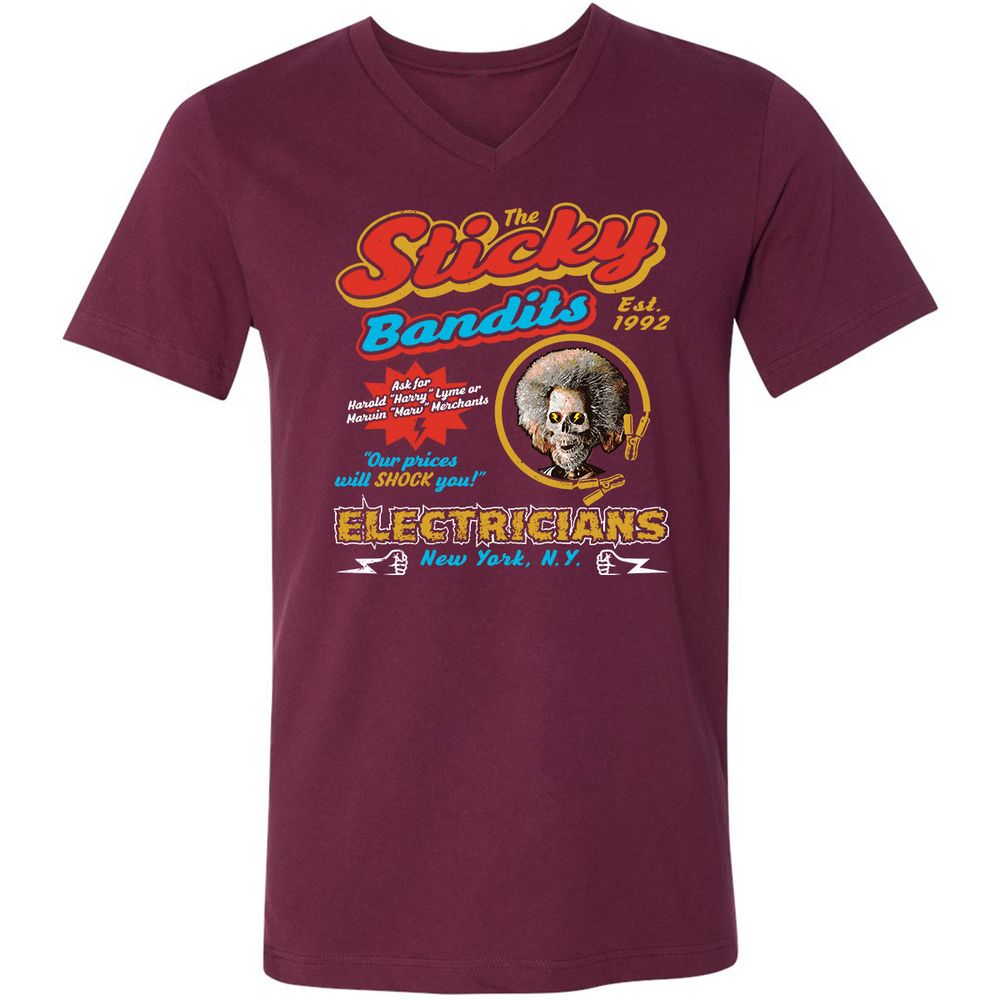 Unisex V-Neck T-Shirt - KJF7PV6Q - Maroon - 6