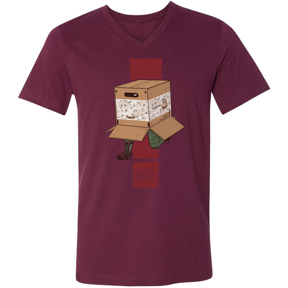 Unisex V-Neck T-Shirt - 7ESS9F1M - Maroon - 6