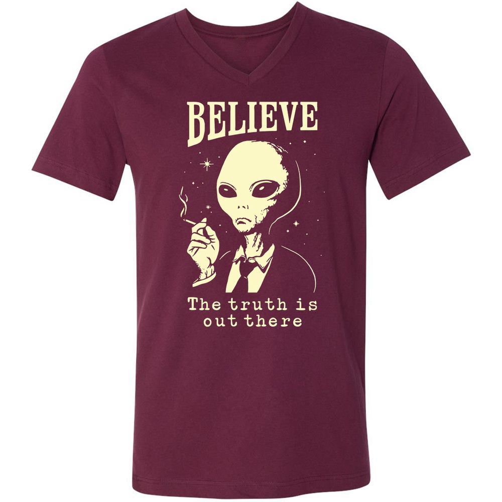 Unisex V-Neck T-Shirt - SNB6TE8J - Maroon - 6