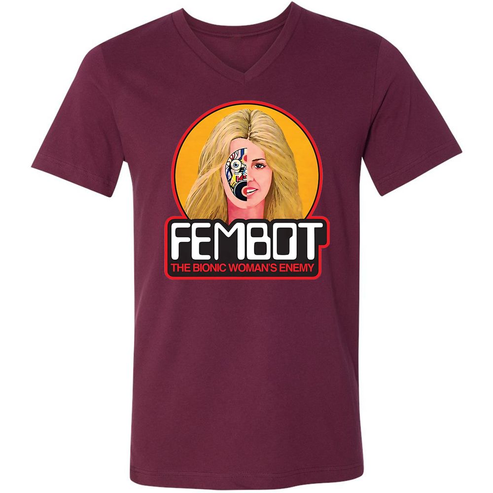 Unisex V-Neck T-Shirt - 1MANXV1W - Maroon - 6