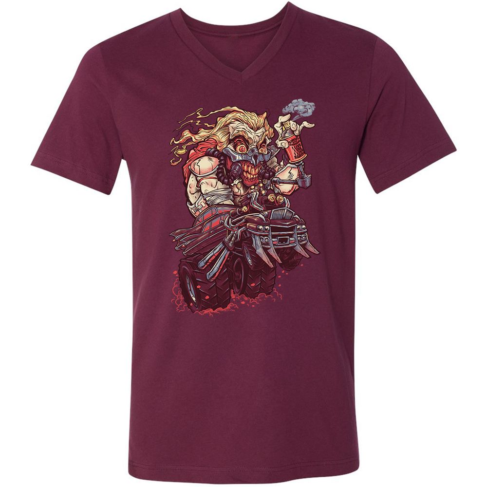 Unisex V-Neck T-Shirt - HW6J1GAG - Maroon - 6