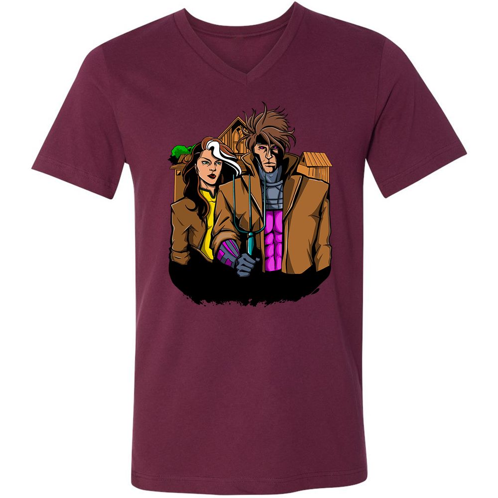 Unisex V-Neck T-Shirt - M2NGL48W - Maroon - 6