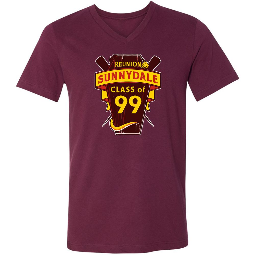 Unisex V-Neck T-Shirt - CFZ3Y9B4 - Maroon - 6