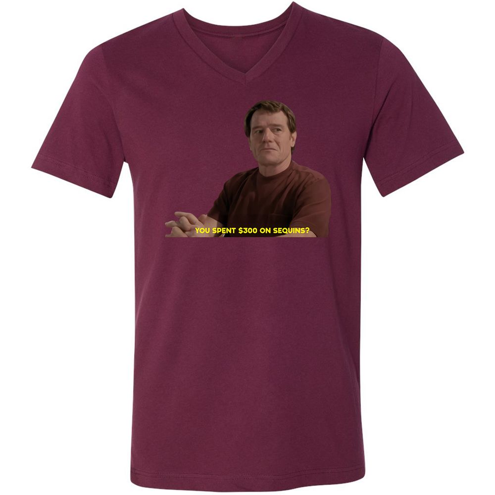 Unisex V-Neck T-Shirt - F7PXKVCJ - Maroon - 6