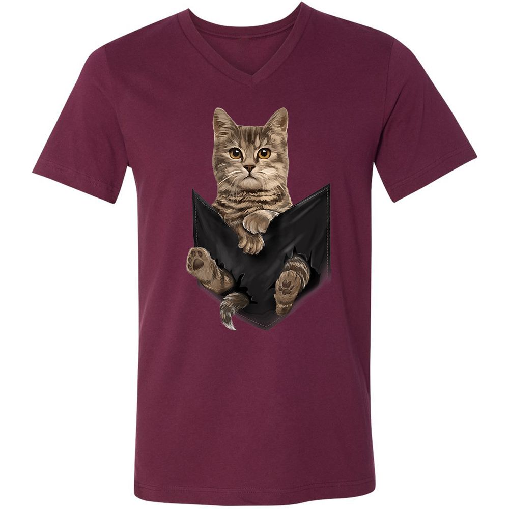 Unisex V-Neck T-Shirt - M14ZND4Y - Maroon - 6