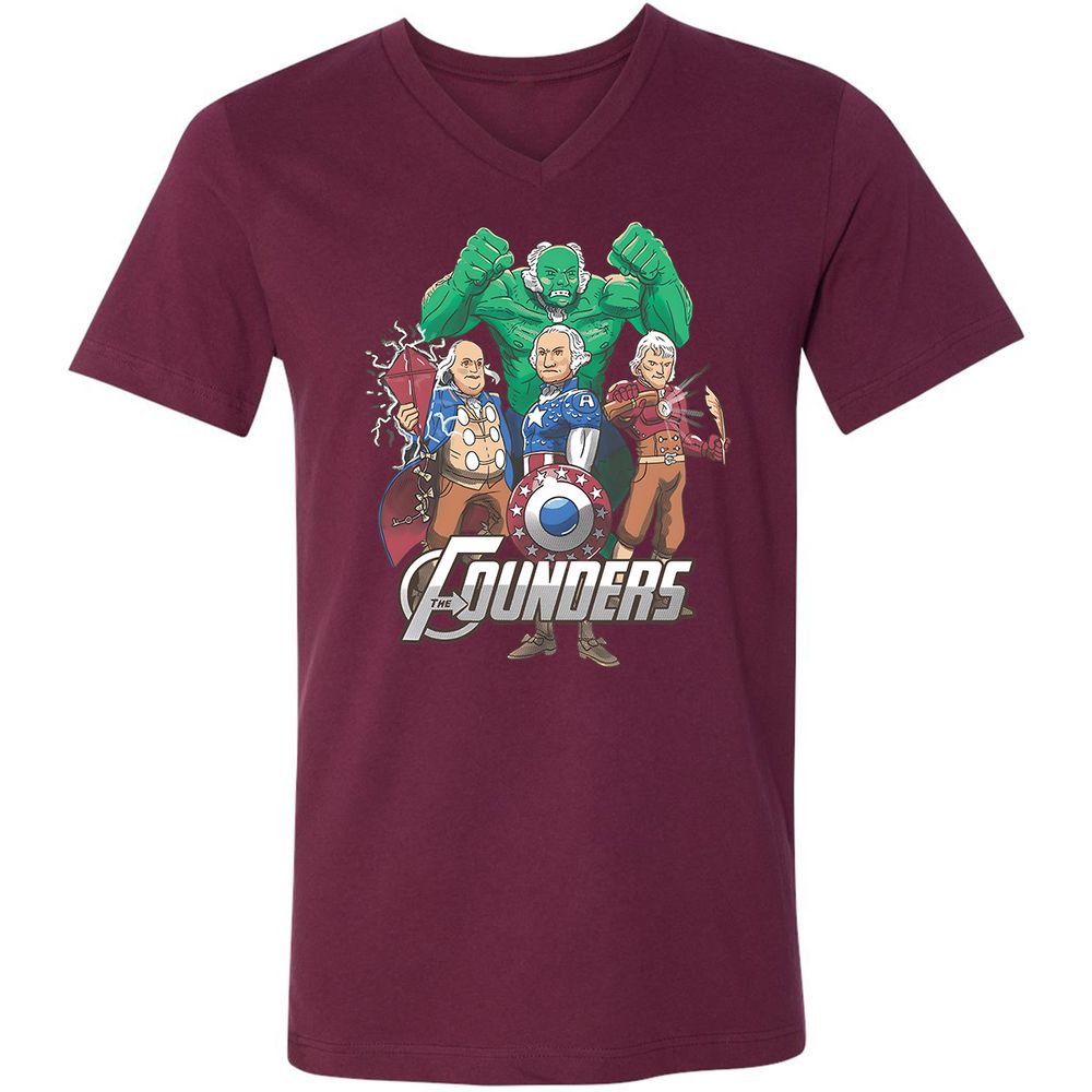 Unisex V-Neck T-Shirt - 2P2E9D8M - Maroon - 6