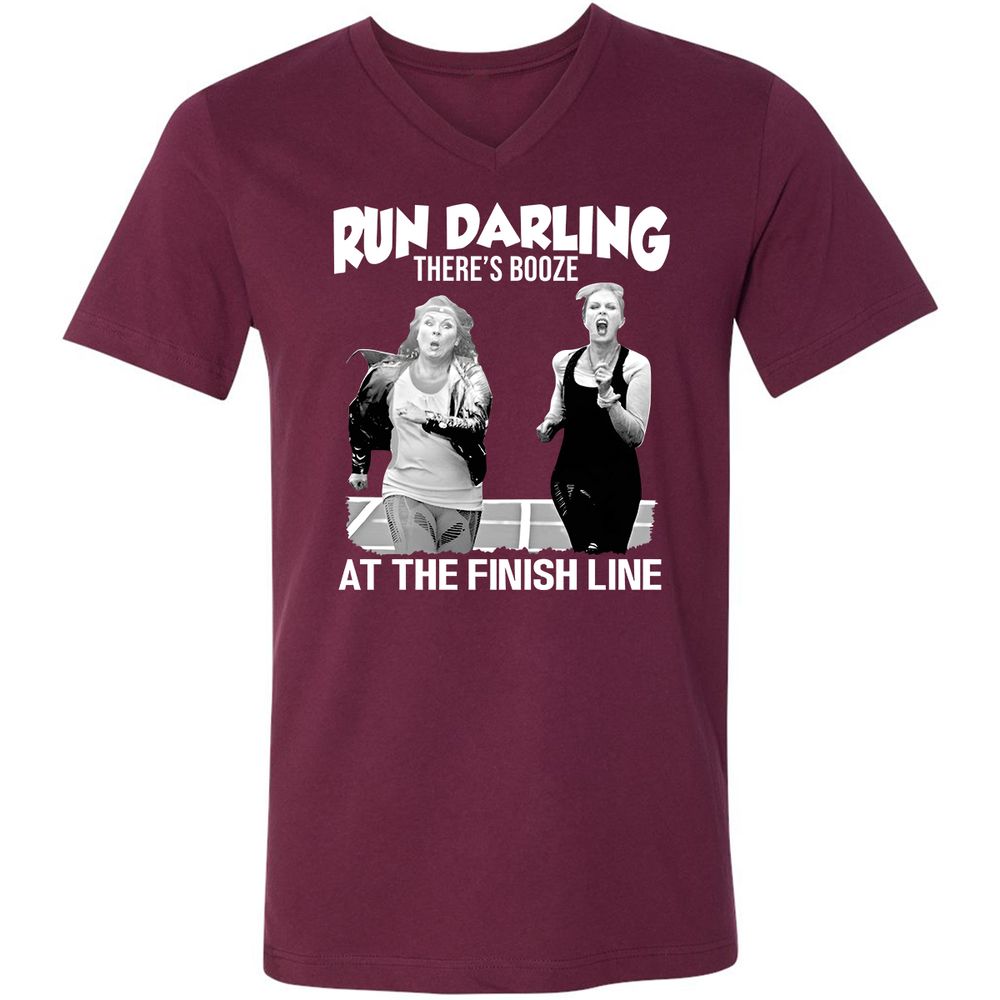 Run Darling Unisex V-Neck T-Shirt - Maroon - 6