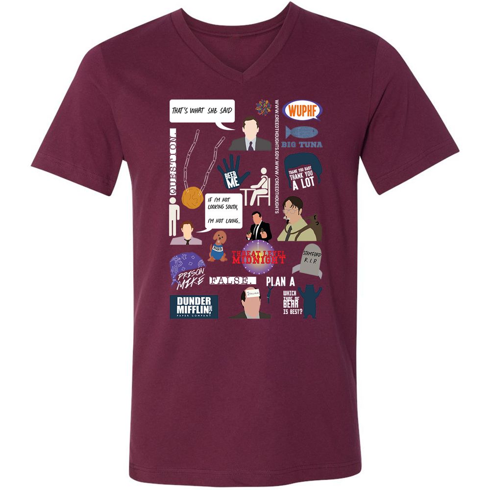 Unisex V-Neck T-Shirt - 5J31261M - Maroon - 6