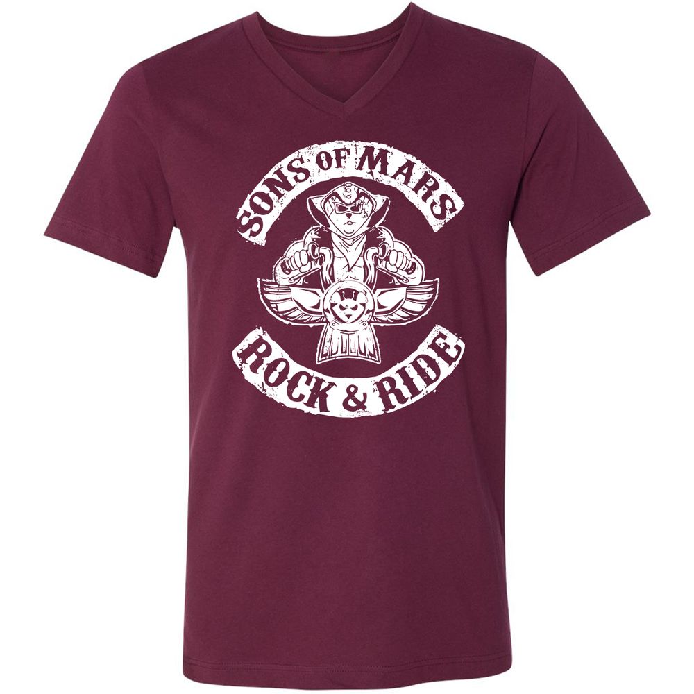 Unisex V-Neck T-Shirt - ZUHNMGB4 - Maroon - 6
