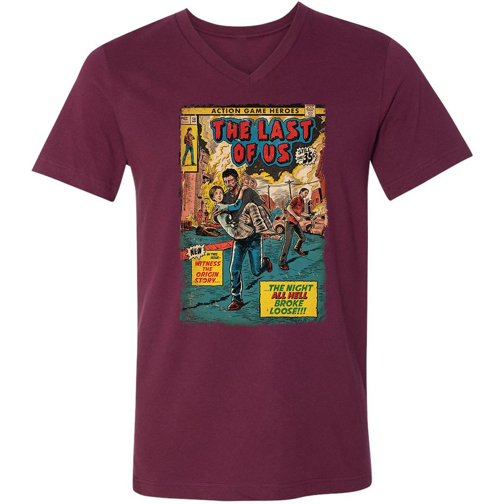 Unisex V-Neck T-Shirt - 66ESQ295 - Maroon - 6