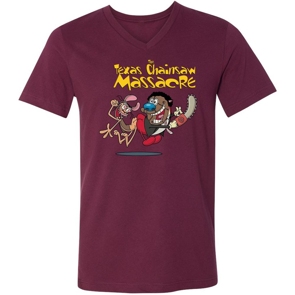 Unisex V-Neck T-Shirt - XM97VNKY - Maroon - 6
