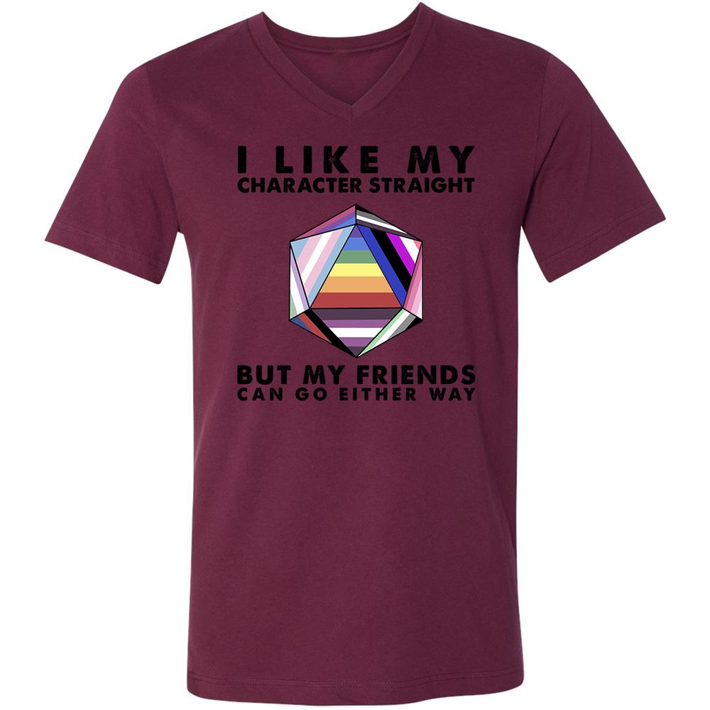 Unisex V-Neck T-Shirt - 4HDC5334 - Maroon - 6