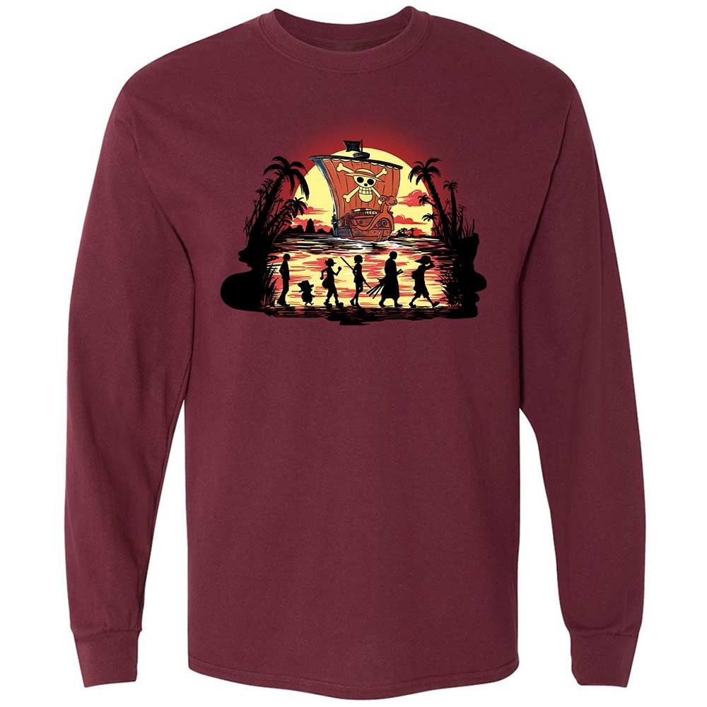 Long Sleeve T-Shirt - C1DKB4H2 - Maroon - 6