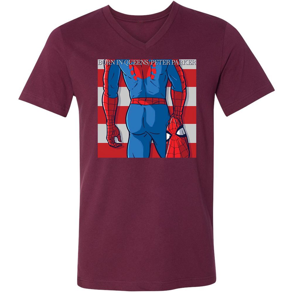 Unisex V-Neck T-Shirt - PR1H39WB - Maroon - 6