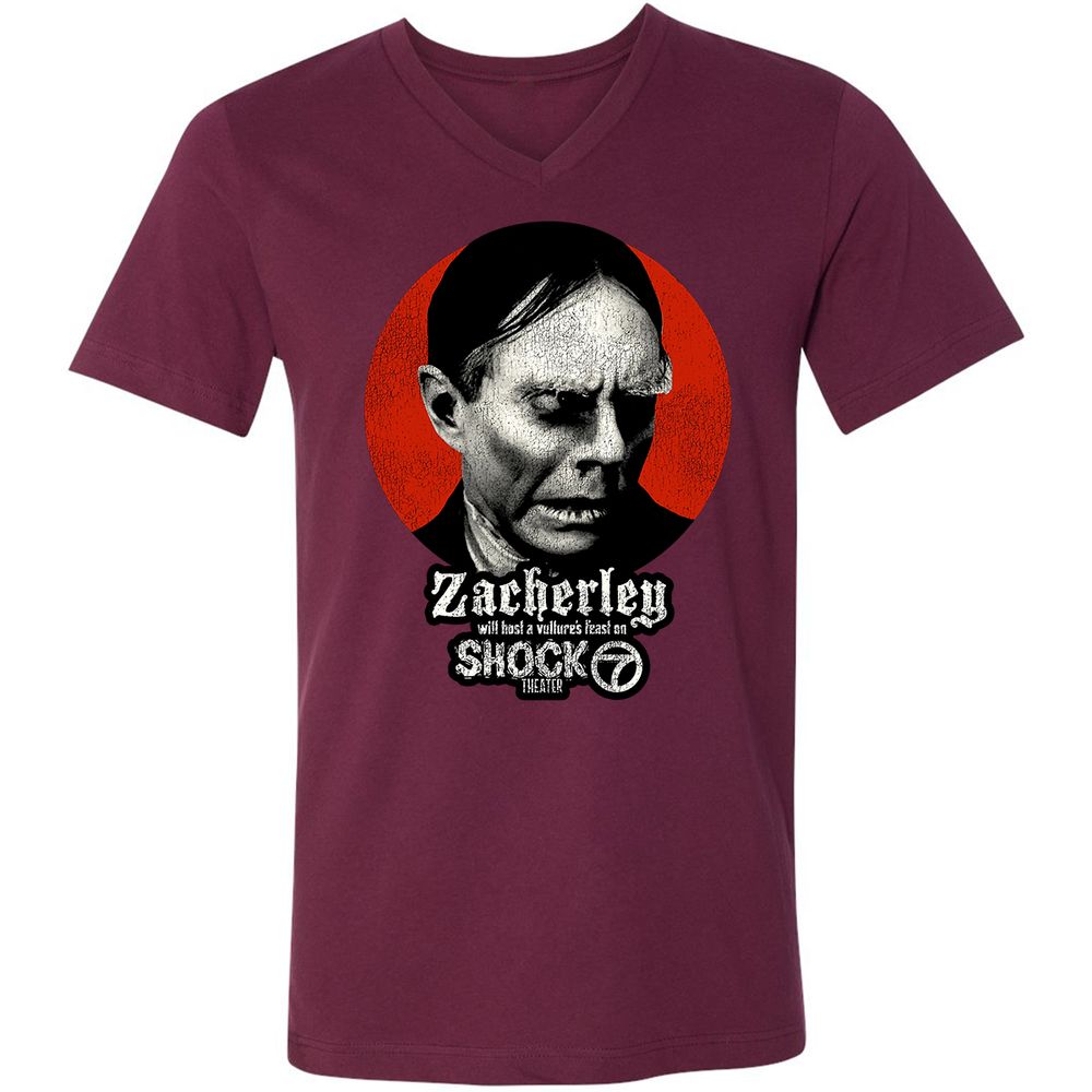 Unisex V-Neck T-Shirt - N7Q9G3VW - Maroon - 6