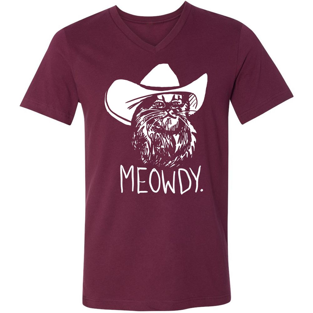 Unisex V-Neck T-Shirt - T9XRHC85 - Maroon - 6