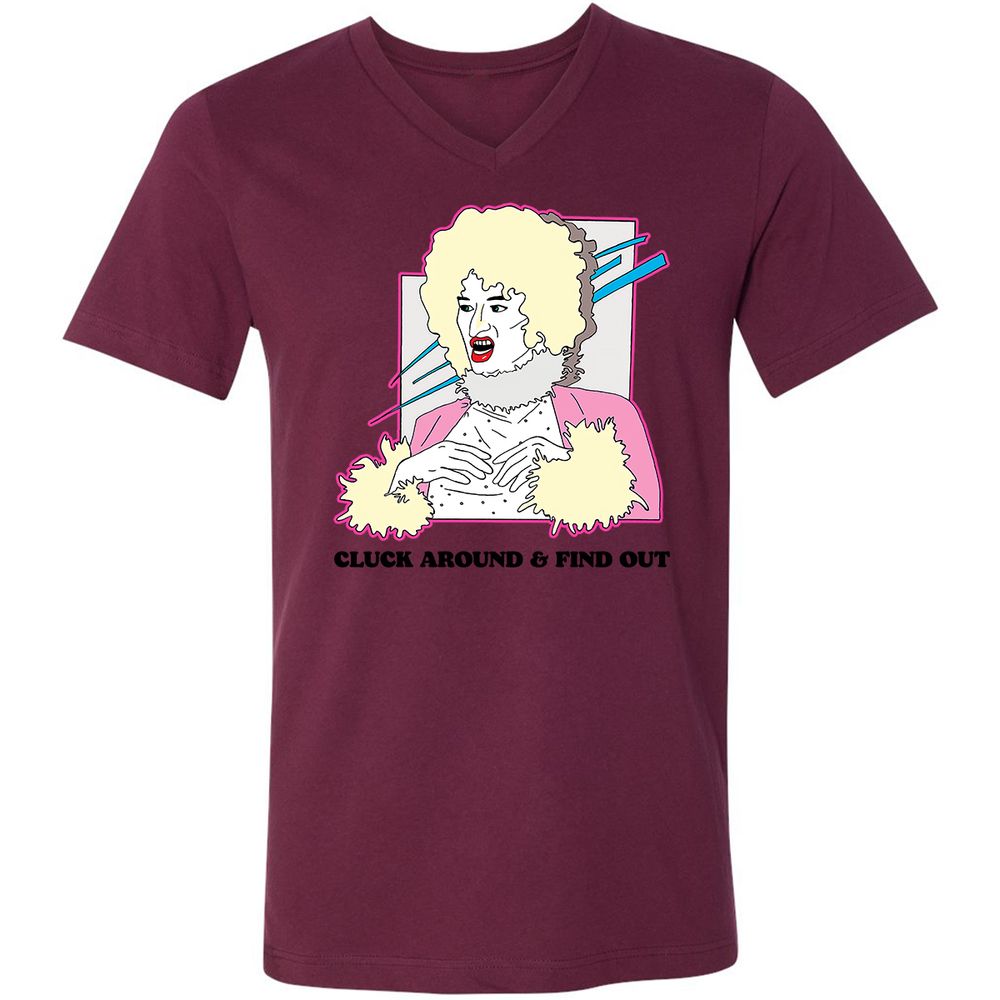 Unisex V-Neck T-Shirt - ZHEKAEQW - Maroon - 6