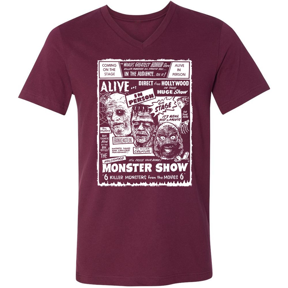 Unisex V-Neck T-Shirt - KCURS8MW - Maroon - 6