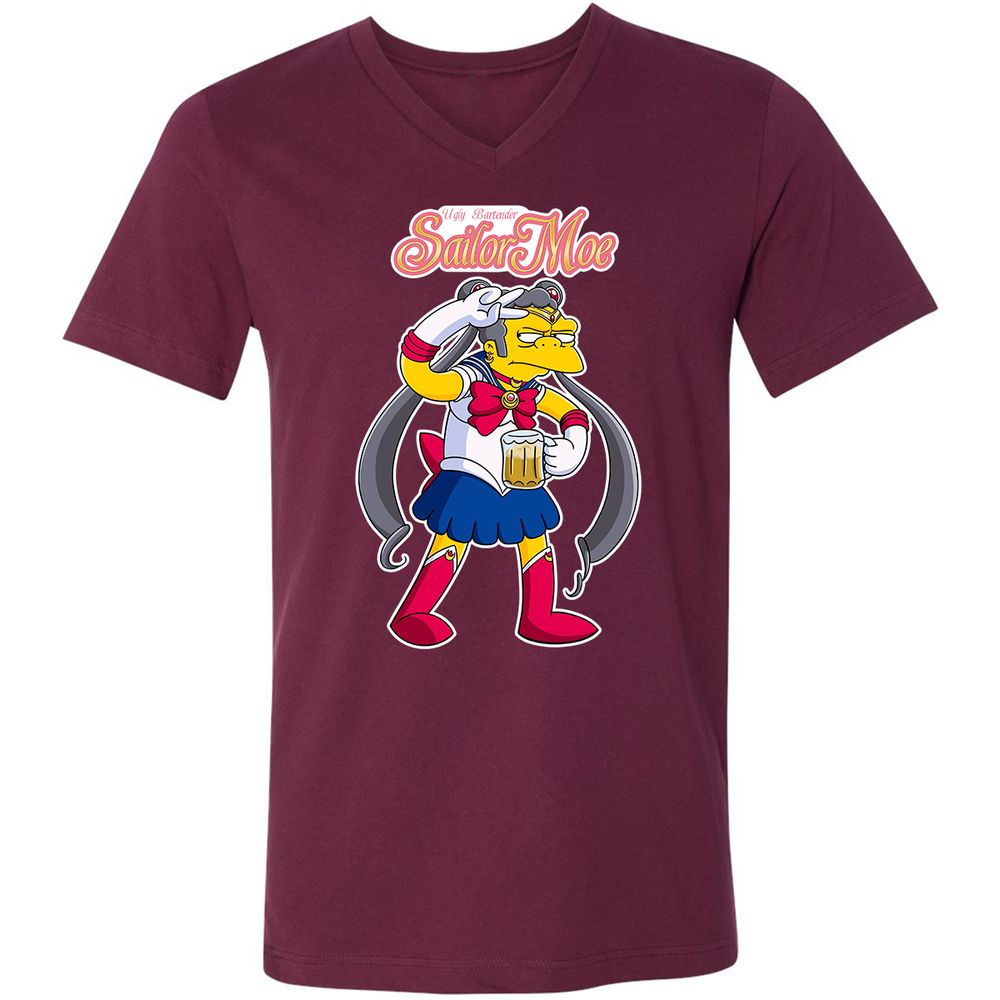 Unisex V-Neck T-Shirt - RP5NB6MK - Maroon - 6