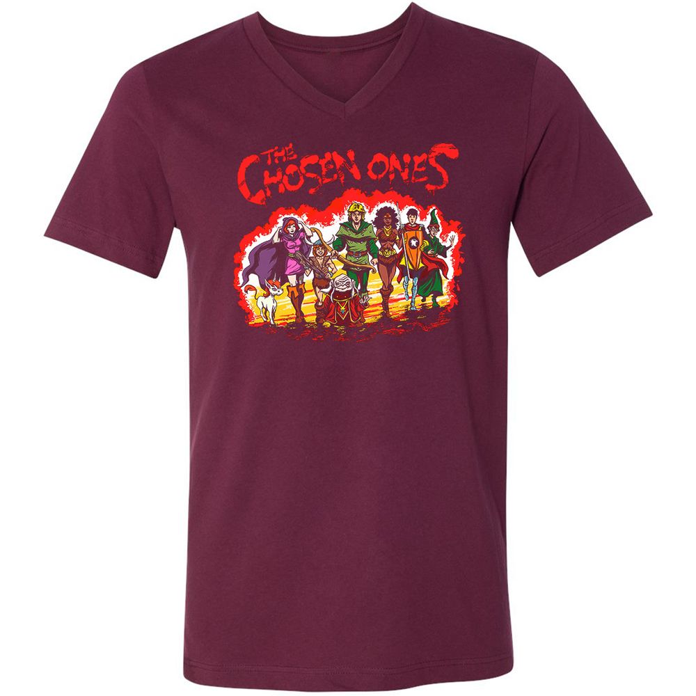 Unisex V-Neck T-Shirt - 2YPKRGYV - Maroon - 6