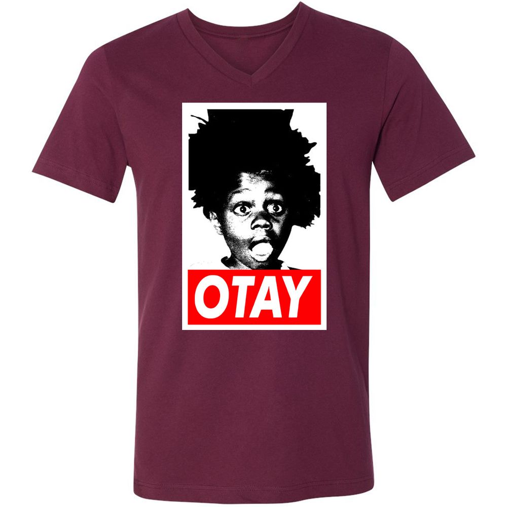 Unisex V-Neck T-Shirt - BW6CY1Y4 - Maroon - 6
