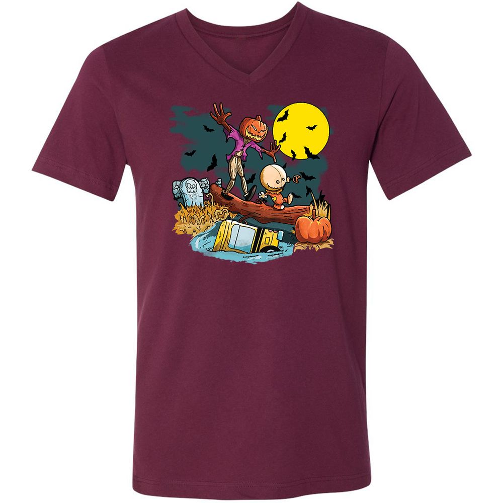 Unisex V-Neck T-Shirt - XW4QV8XY - Maroon - 6