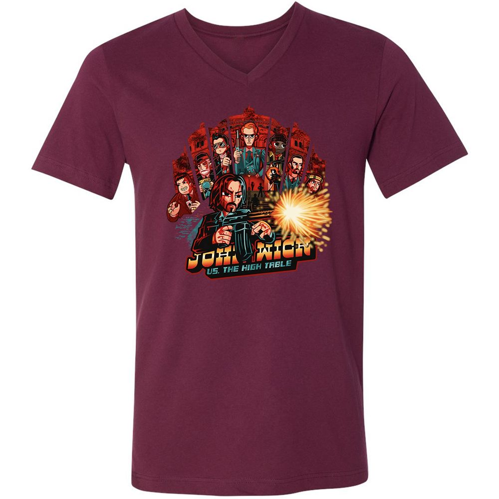 Unisex V-Neck T-Shirt - 5Z6UVZKJ - Maroon - 6