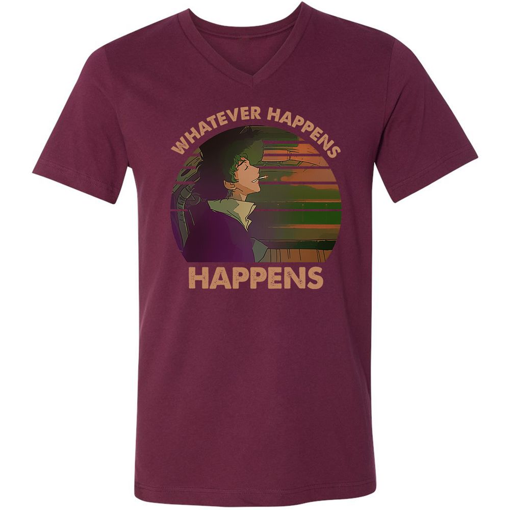Unisex V-Neck T-Shirt - 4NBHQ3P2 - Maroon - 6