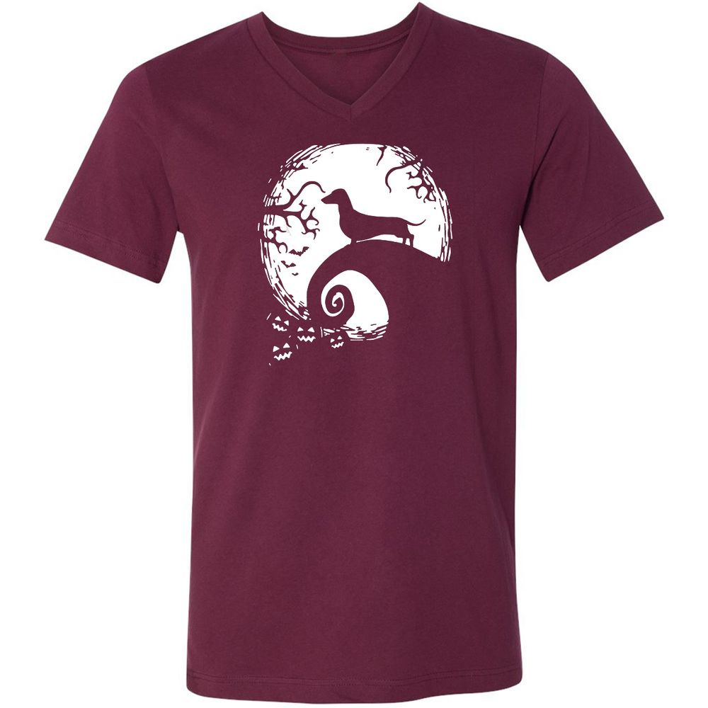 Unisex V-Neck T-Shirt - M6GEFL3Y - Maroon - 6