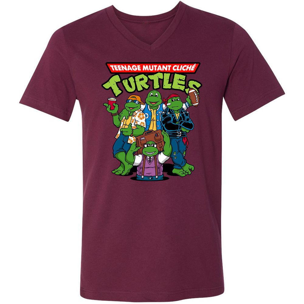 Unisex V-Neck T-Shirt - 3LPKZAGZ - Maroon - 6