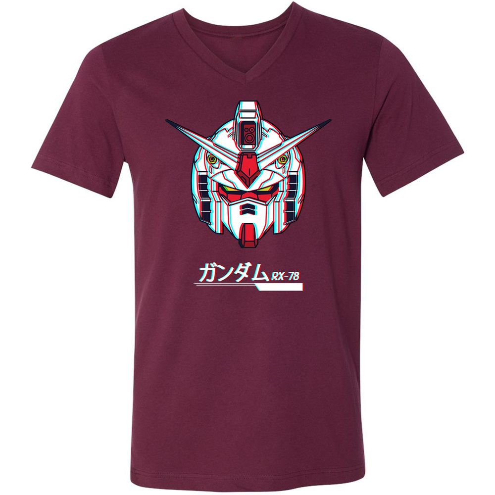Unisex V-Neck T-Shirt - WQVEUS59 - Maroon - 6