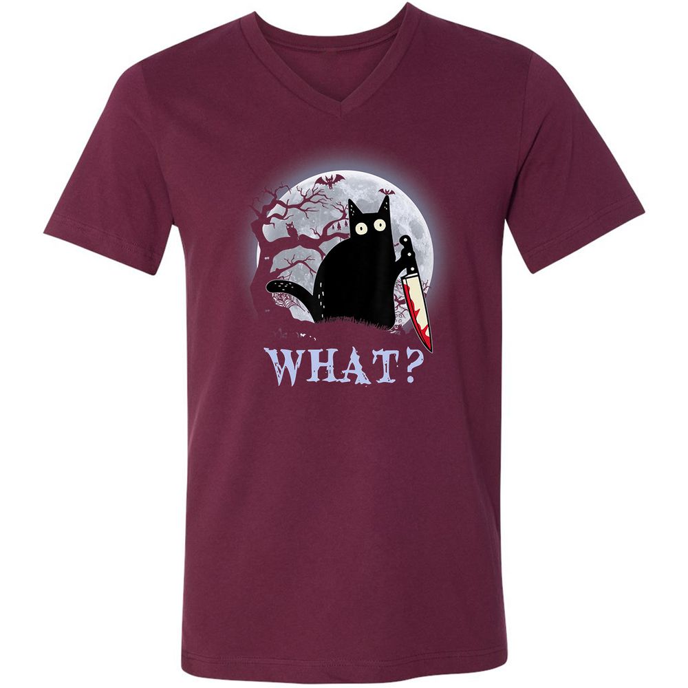 Unisex V-Neck T-Shirt - 8CQ1WCYZ - Maroon - 6