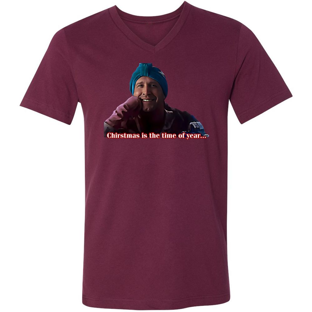 Unisex V-Neck T-Shirt - 4ETYWL6K - Maroon - 6