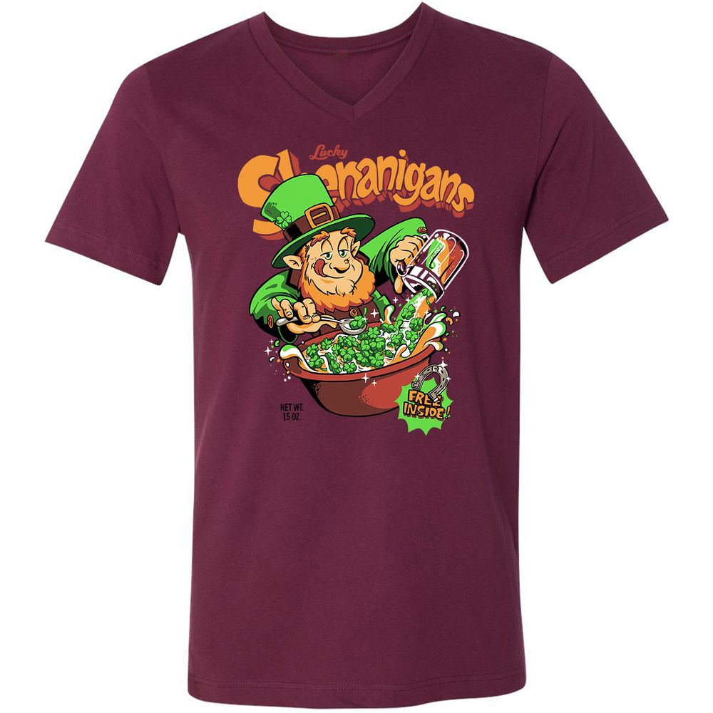 Unisex V-Neck T-Shirt - 9STXQUED - Maroon - 6