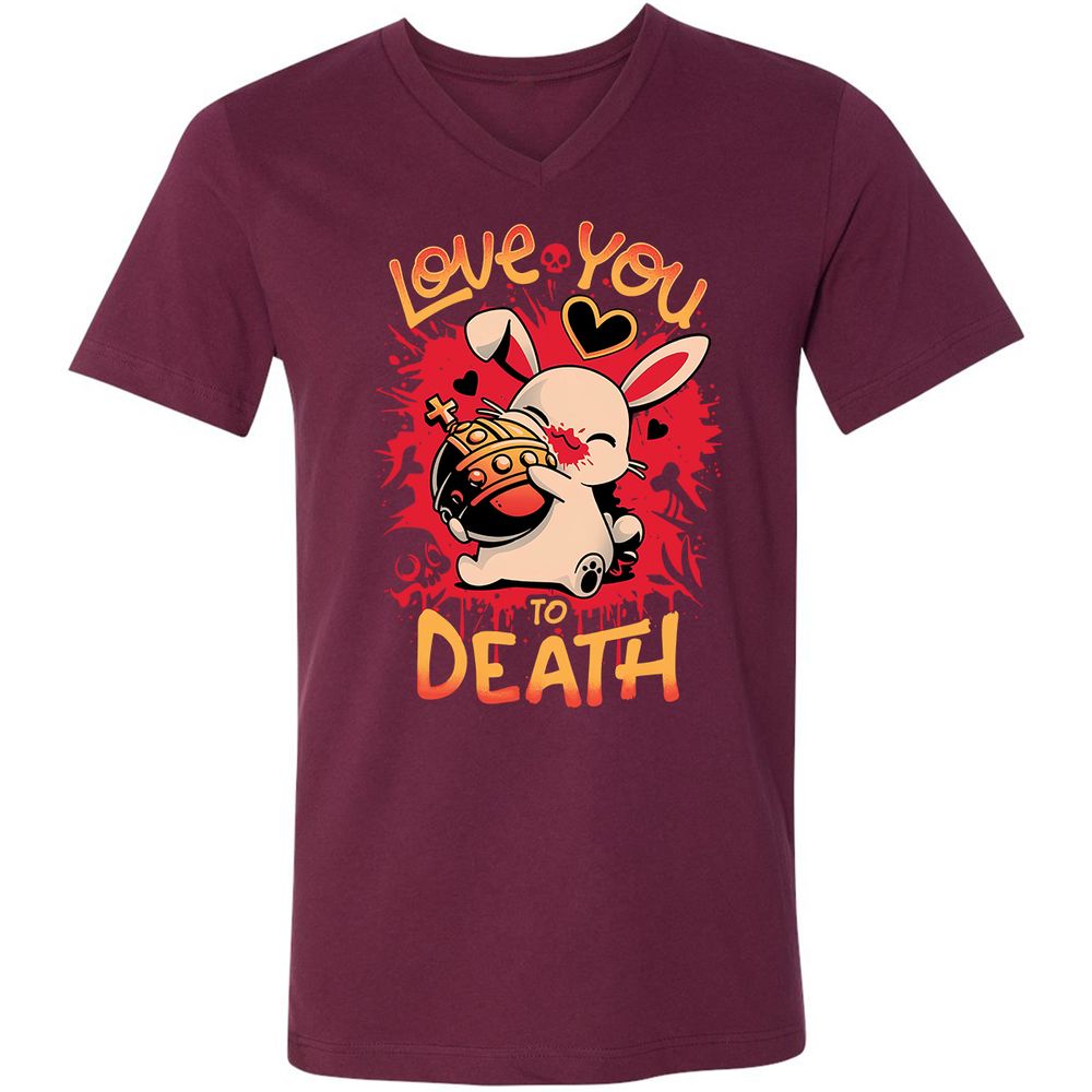 Unisex V-Neck T-Shirt - YKB24ZBM - Maroon - 6