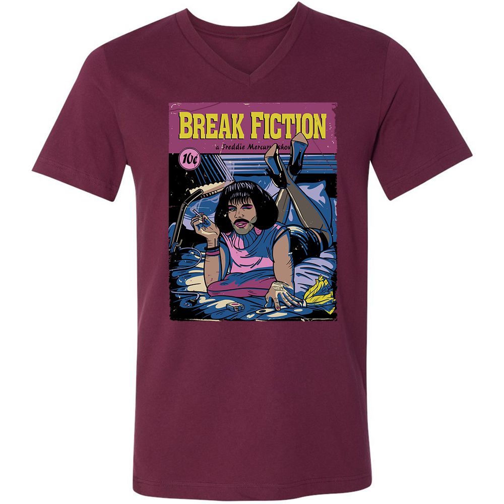 Unisex V-Neck T-Shirt - BZ3BBP7F - Maroon - 6