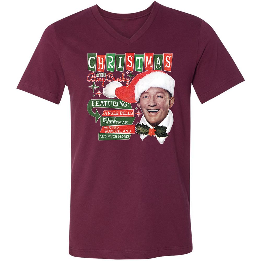 Unisex V-Neck T-Shirt - D5D8V6JV - Maroon - 6